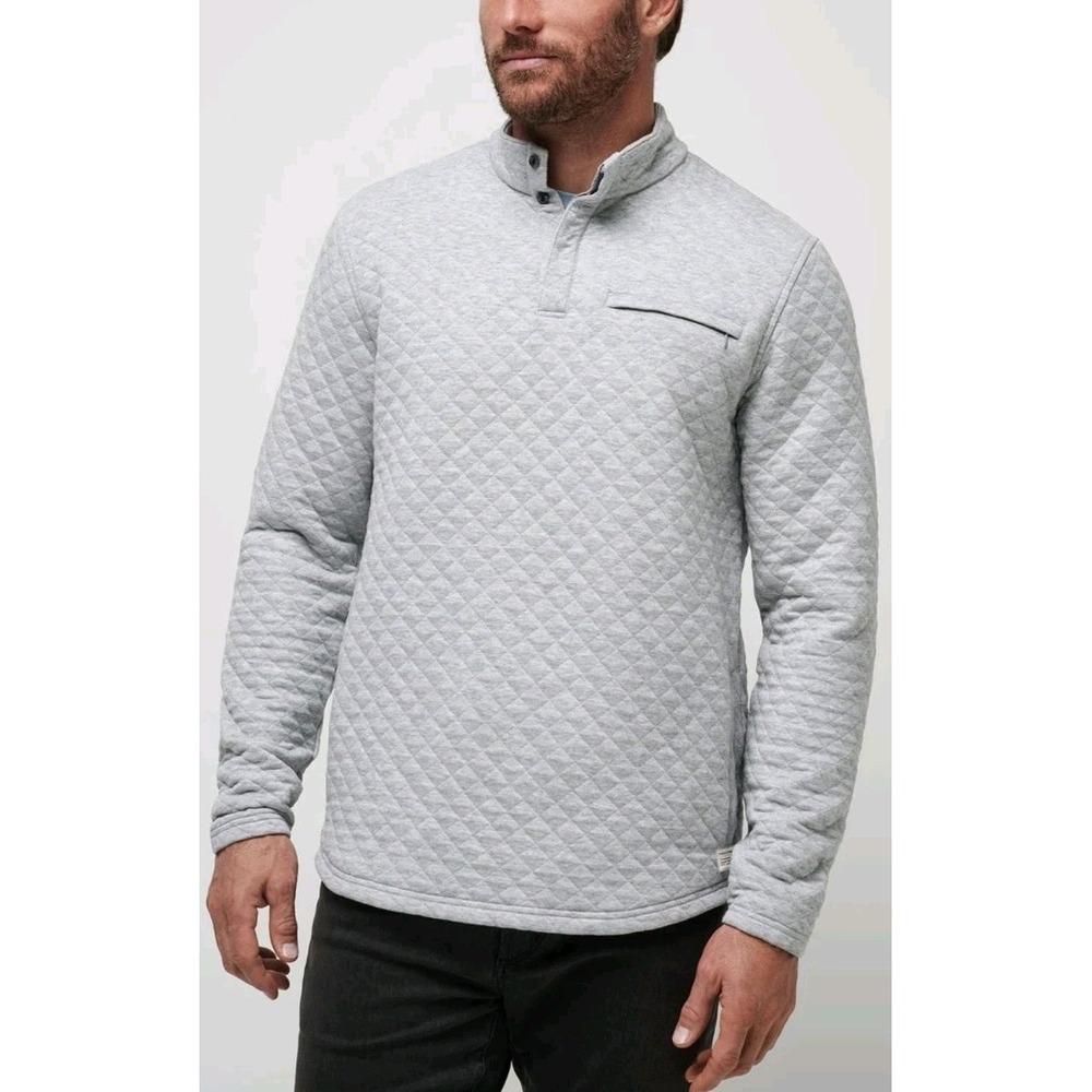 Travis Mathew Transatlantic Quarter Zip Men S Gray Quilted Pullover Golf Jacket
